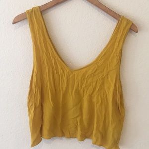 Mustard color crop tank with tie up back
